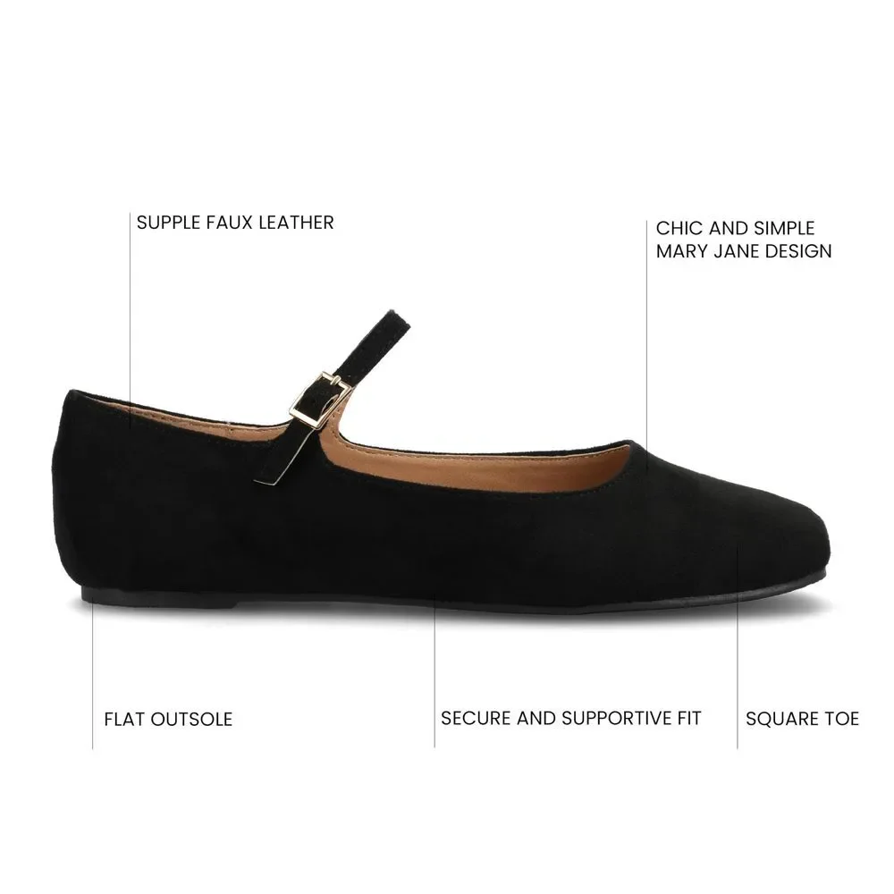 Journee Womens Carrie Buckle Square Toe Mary Jane Dress Flats 7.5